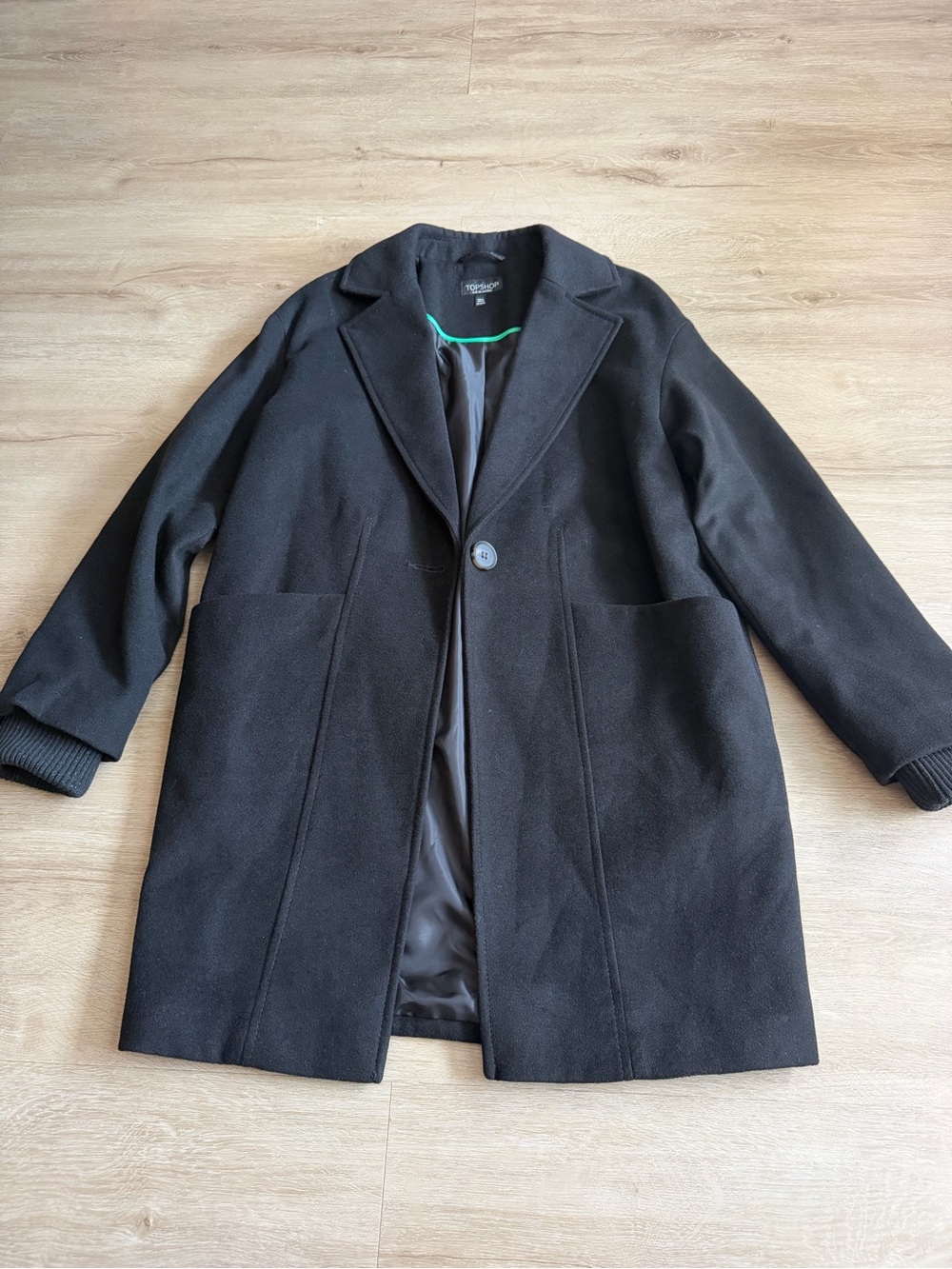 Top shop Black Pea coat Single Button Classic SZ 0